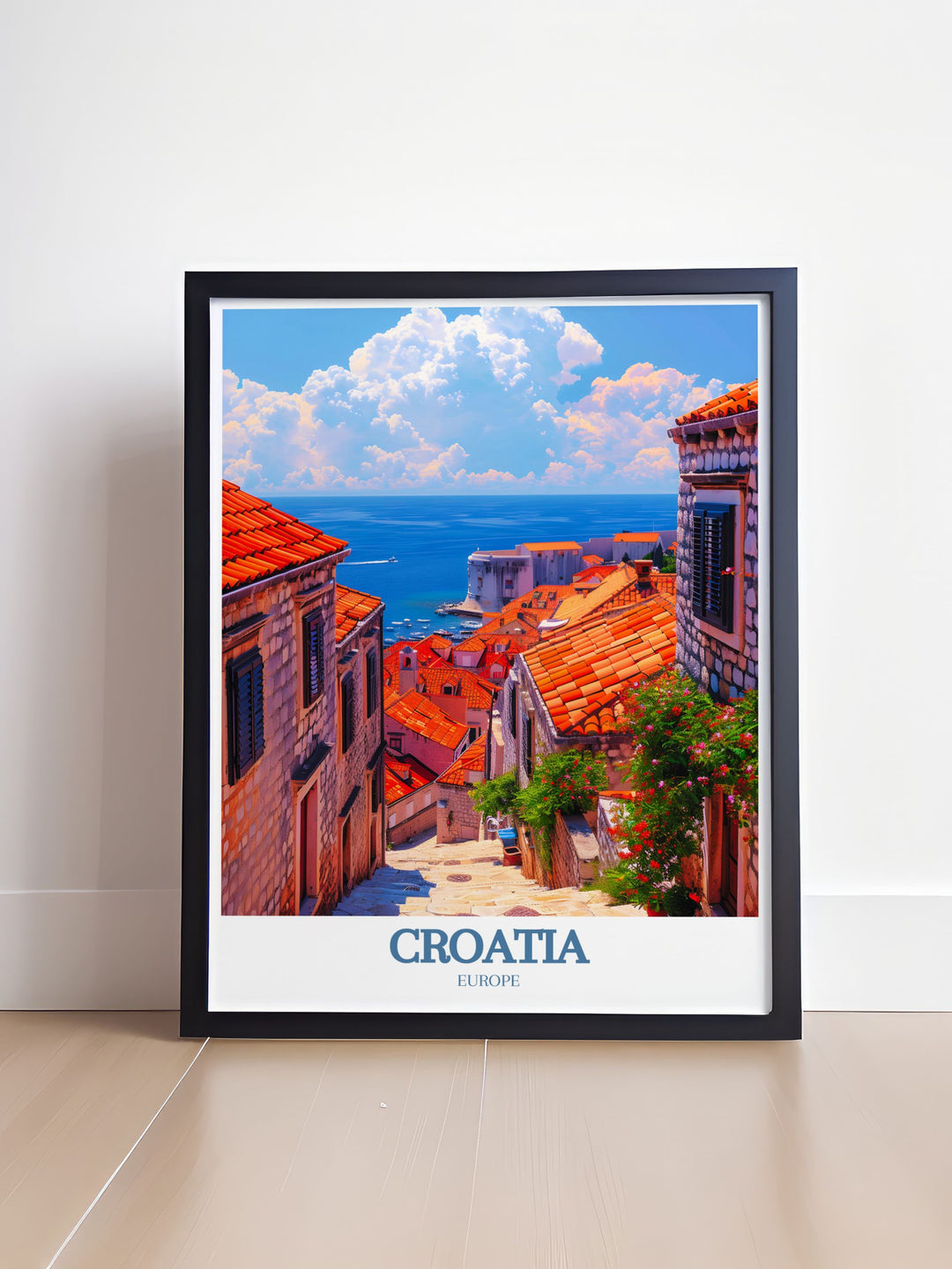 Highlighting the scenic vistas of Split and the vibrant life of the Adriatic Sea, this travel poster is perfect for those who appreciate the rich history and scenic richness of Croatia.