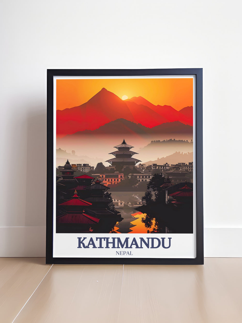 This Kathmandu poster print beautifully captures the sacred Pashupatinath Temple and the flowing Bagmati River. Perfect for art lovers and travelers, this wall art brings the spiritual heart of Nepal into your home.