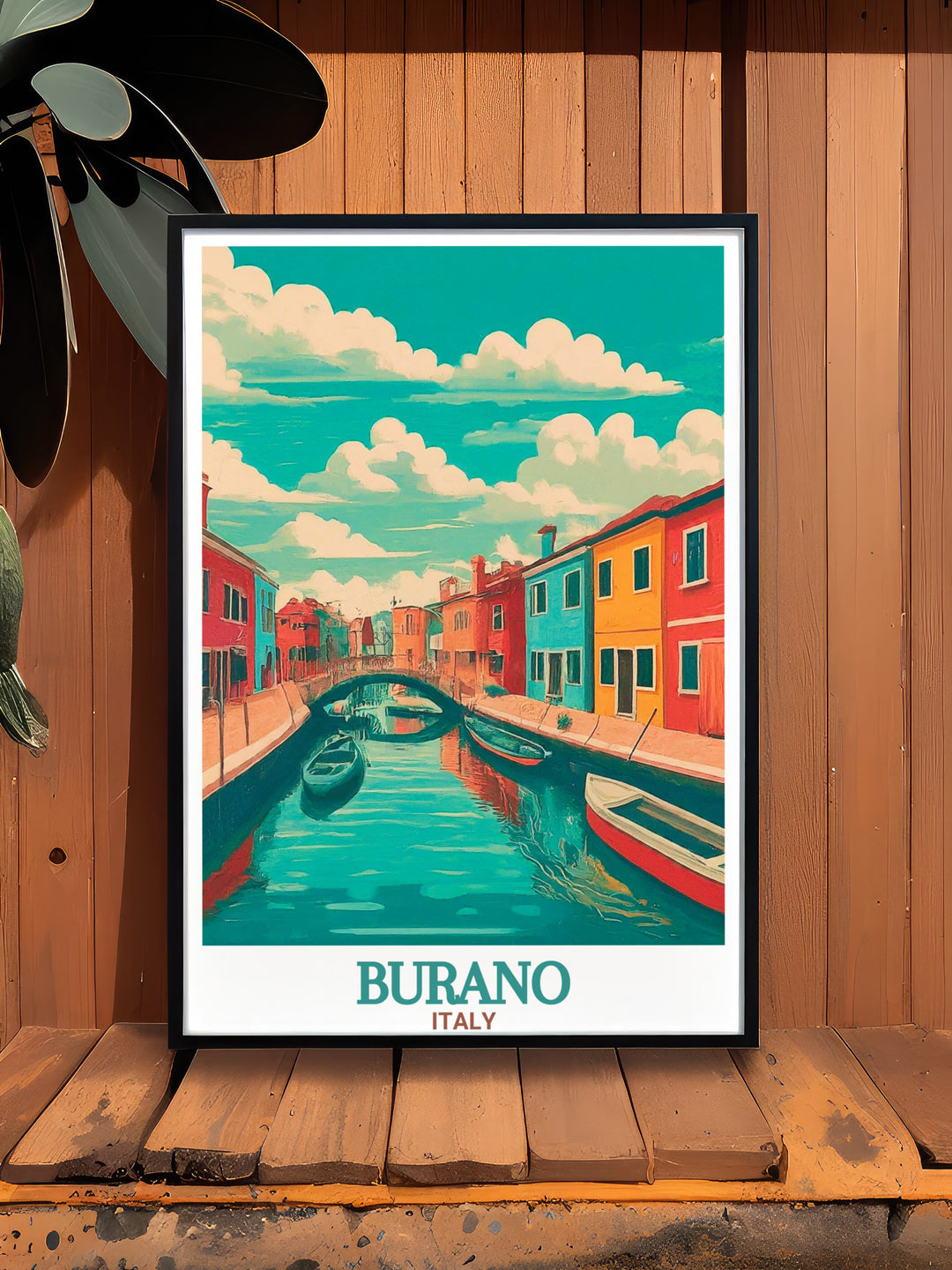 Unique Burano wall art capturing the vibrant cityscape and Canals and Bridges of Burano. This Burano artwork is a perfect addition to any room bringing a sense of Italian elegance and colorful beauty to your home decor.