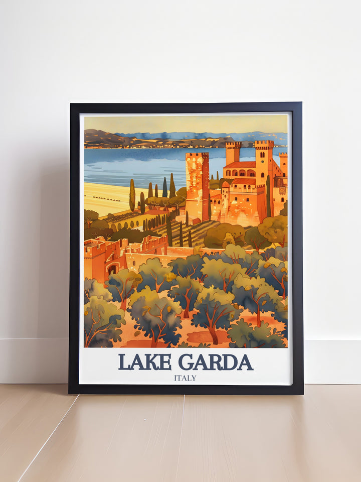 Capture the beauty of Lake Garda with this elegant wall art featuring Scaliger Castle and Grottoes of Catullus. This Italy wall art is perfect as a birthday gift for her or him and a stunning addition to any home or office.