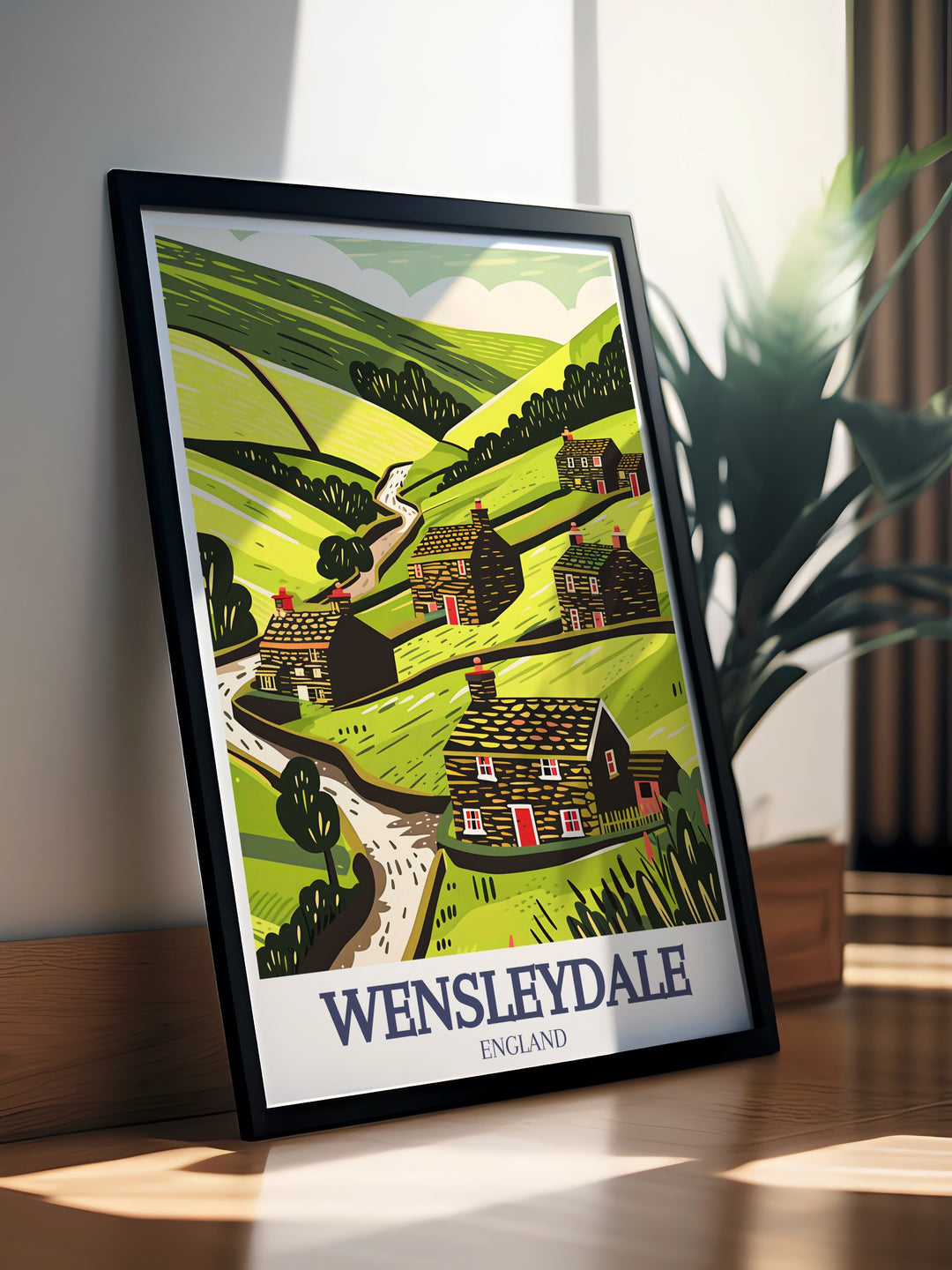 This Wensleydale wall poster captures the stunning landscapes of North Yorkshires National Park. From the gentle hills to the iconic Aysgarth Falls, this vintage travel print is a timeless piece of art that celebrates the natural beauty of the Yorkshire Dales, ideal for framing or gifting.