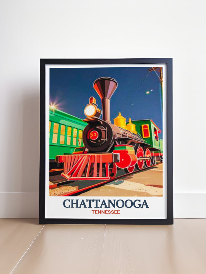 Chattanooga Choo Choo Poster with a stunning black and white cityscape highlighting Chattanoogas historic landmarks and lush Botanical Garden this matted art piece is a versatile addition to any room blending modern and classic design aesthetics