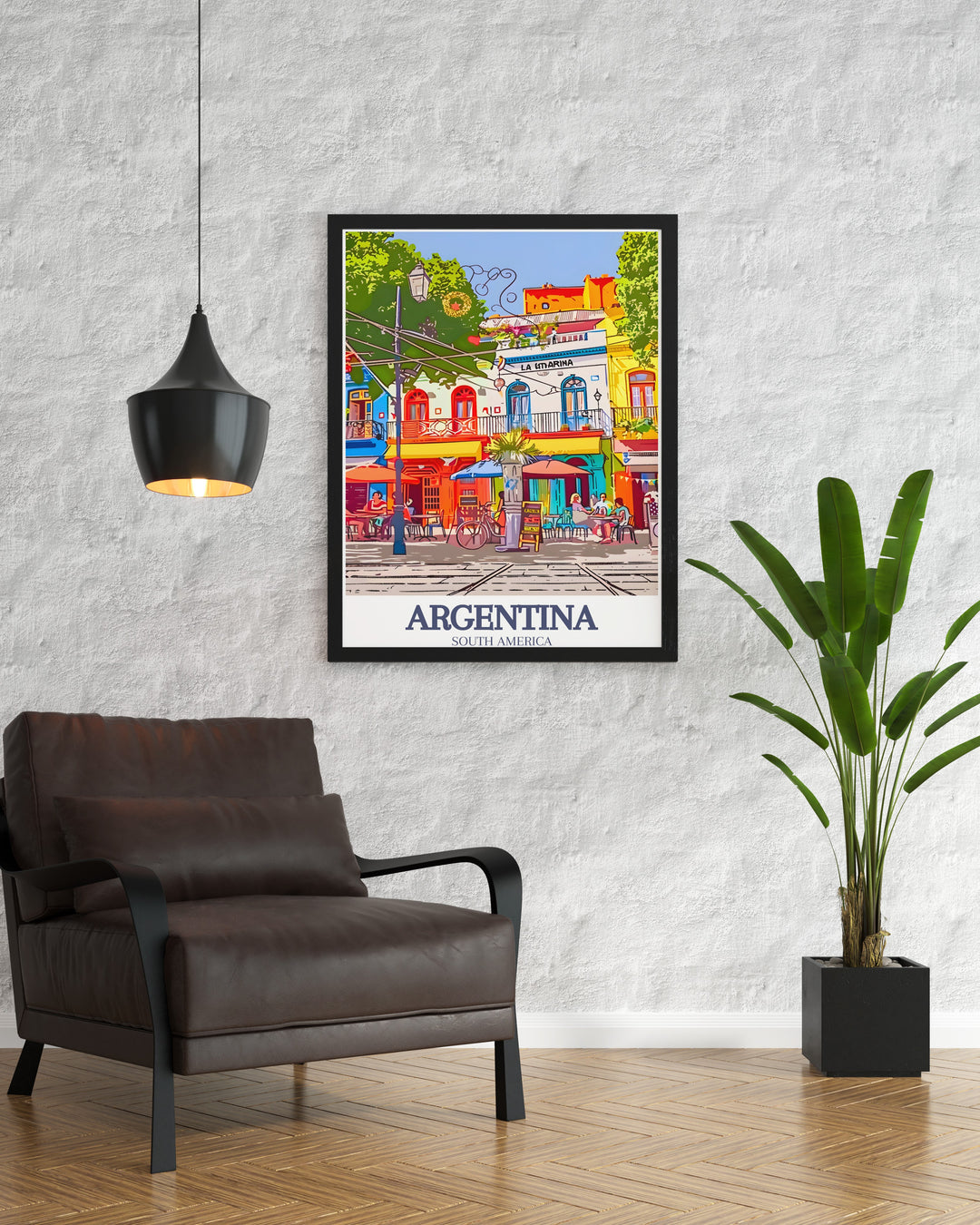 Argentina artwork featuring a stunning Buenos Aires, La Boca scene. This print captures the lively energy and colorful architecture of the neighborhood. Ideal for adding a vibrant touch to any rooms decor.