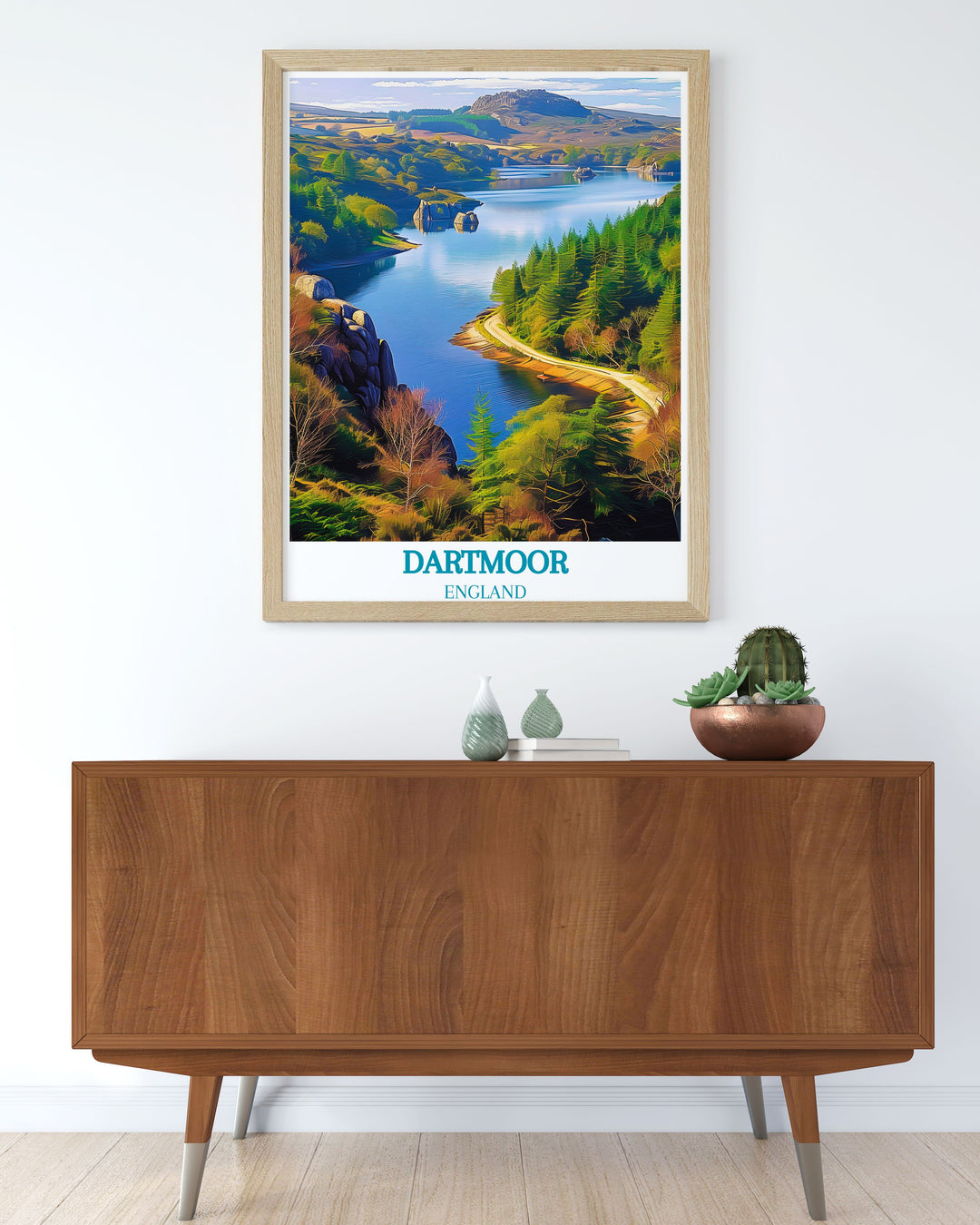 Custom print featuring unique perspectives of Dartmoors moorland and the serene Burrator Reservoir, capturing the essence of Englands national park.