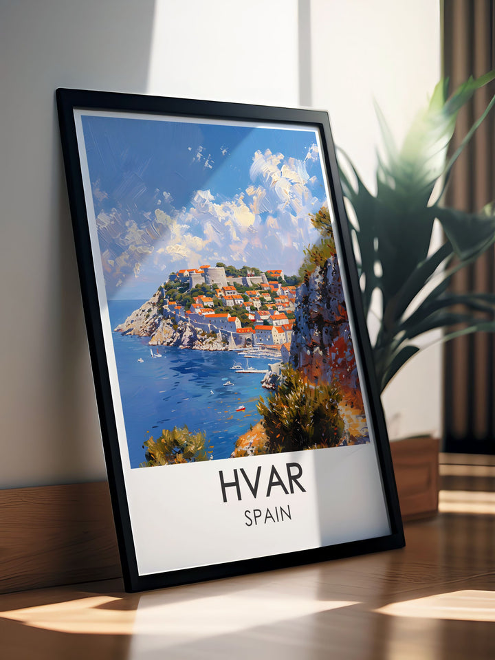 Canvas art of Hvar Island, illustrating its serene beaches, lush vineyards, and scenic landscapes. This artwork brings the natural beauty and tranquility of one of Croatias most beloved islands into your living space, ideal for nature enthusiasts and art lovers alike.