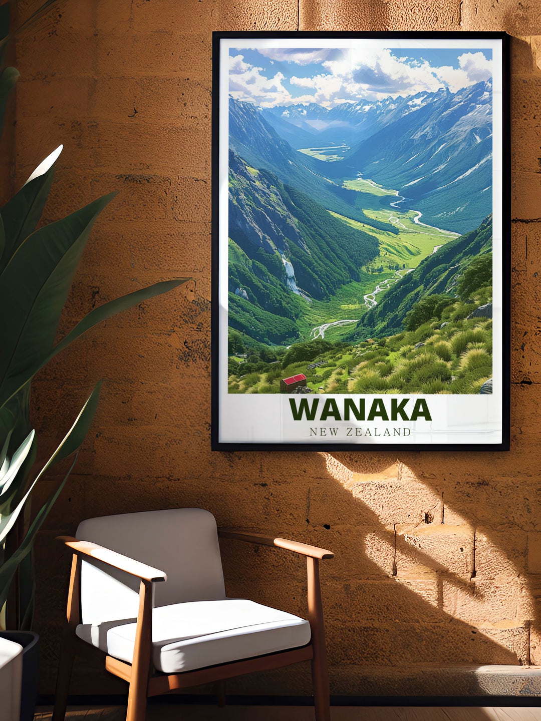 Elevate your decor with this stunning New Zealand art print featuring the iconic Matukituki Valley and Wanaka The elegant wall art brings the beauty of the outdoors inside making it a perfect addition to any space or a memorable gift for loved ones