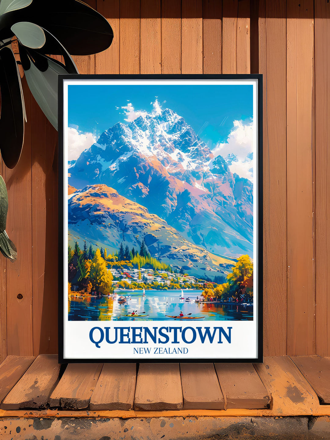 Stunning Queenstown map art print featuring The Remarkables Lake Wakatipu in a detailed black and white design ideal for adding a touch of elegance to your home office or study perfect for gifts including anniversaries birthdays and Christmas