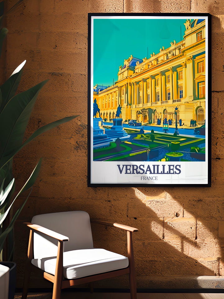 Palace of Versailles Canvas Art showcasing the iconic design of the estates exterior. A beautiful, high quality canvas that brings a piece of French history into your home, perfect for modern or vintage themed spaces.