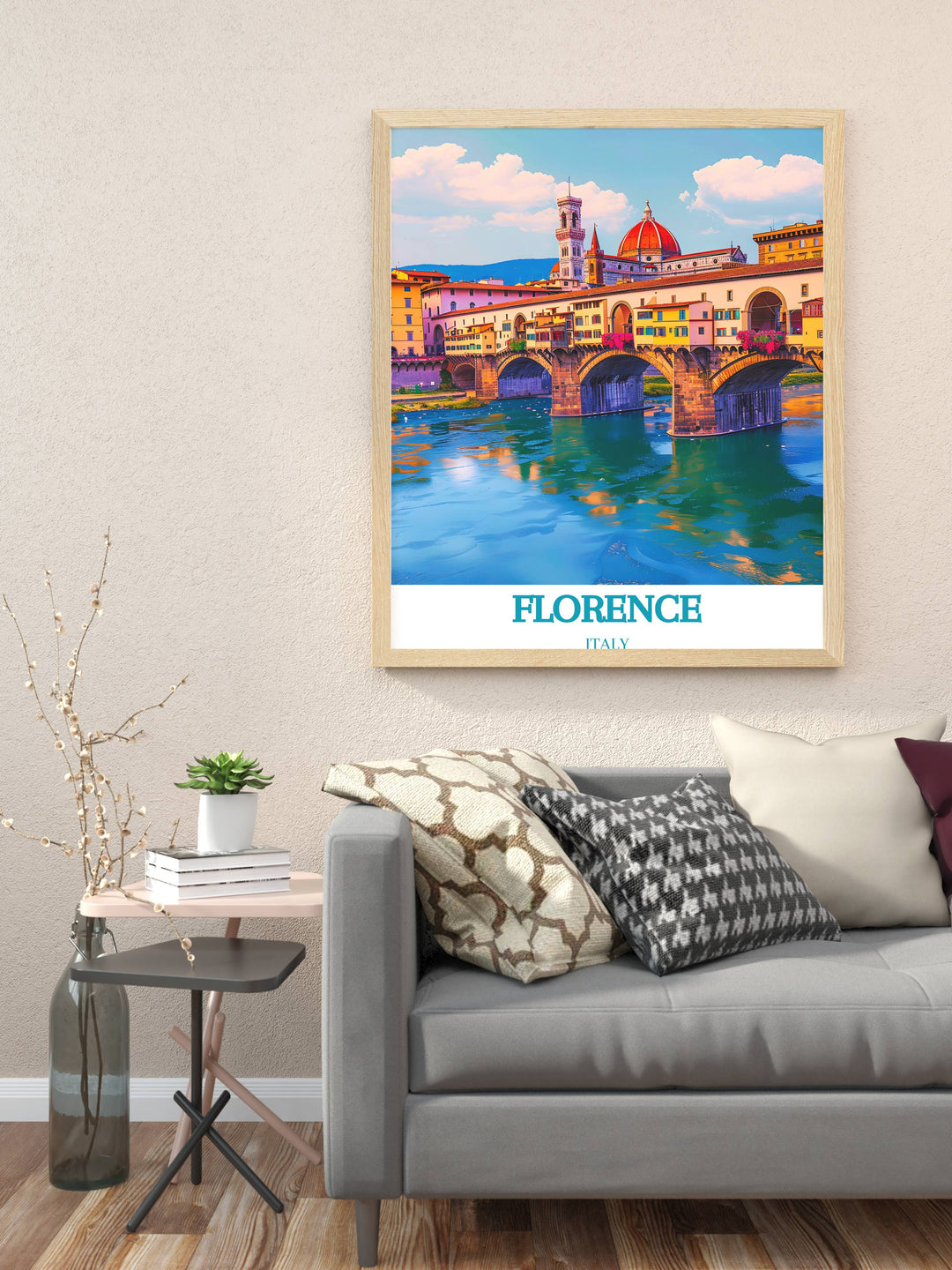 Elegant Ponte Vecchio artwork highlighting the beauty and history of Florence this piece is ideal for creating a focal point in any room a perfect addition to your collection of Italian art