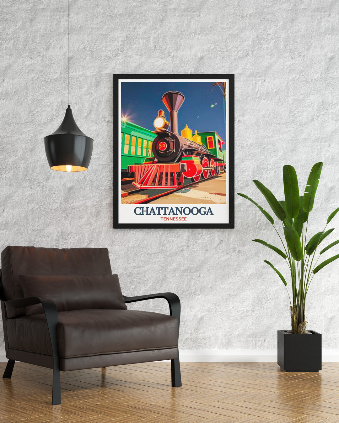 Elegant Chattanooga Choo Choo Travel Print showcasing the iconic train station in a black and white design complemented by fine lines and detailed city map elements ideal for adding a touch of urban charm to your living room or office space