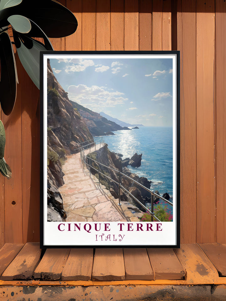 Colorful Path of Love artwork from Cinque Terre designed to brighten your home and bring a sense of adventure into your everyday life a perfect choice for those who love lively and vibrant decor.