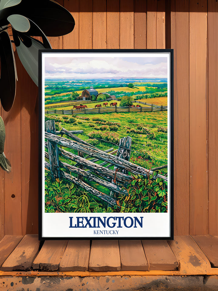 Vibrant Lexington decor with stunning prints of the Lexington skyline and Walk Across Kentucky Bluegrass region making perfect gifts