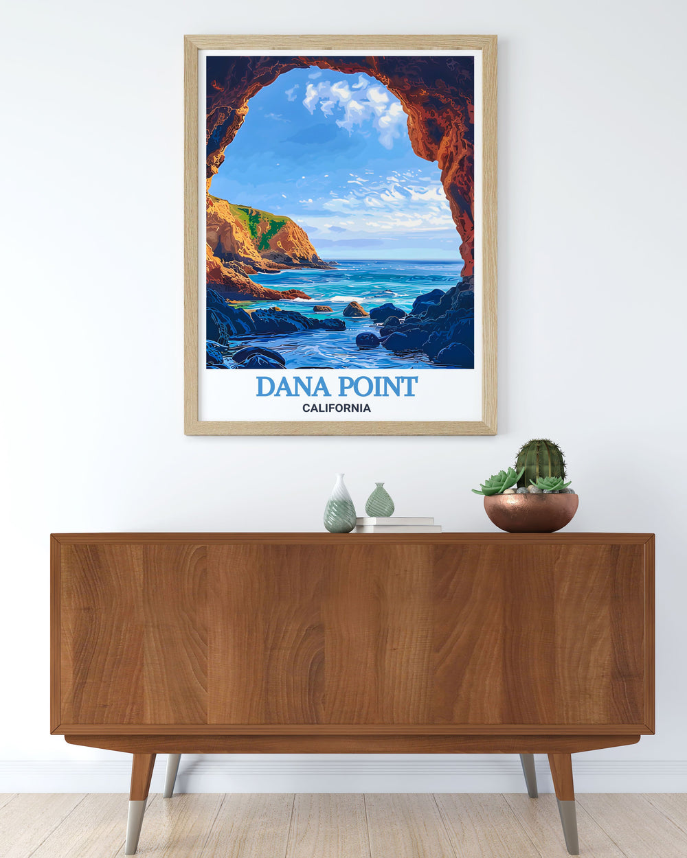 Enhance your home decor with this beautiful Dana Point Caves print. Featuring the intricate details of the caves, this California artwork is ideal for anyone who loves the serene and captivating landscapes of Dana Point.