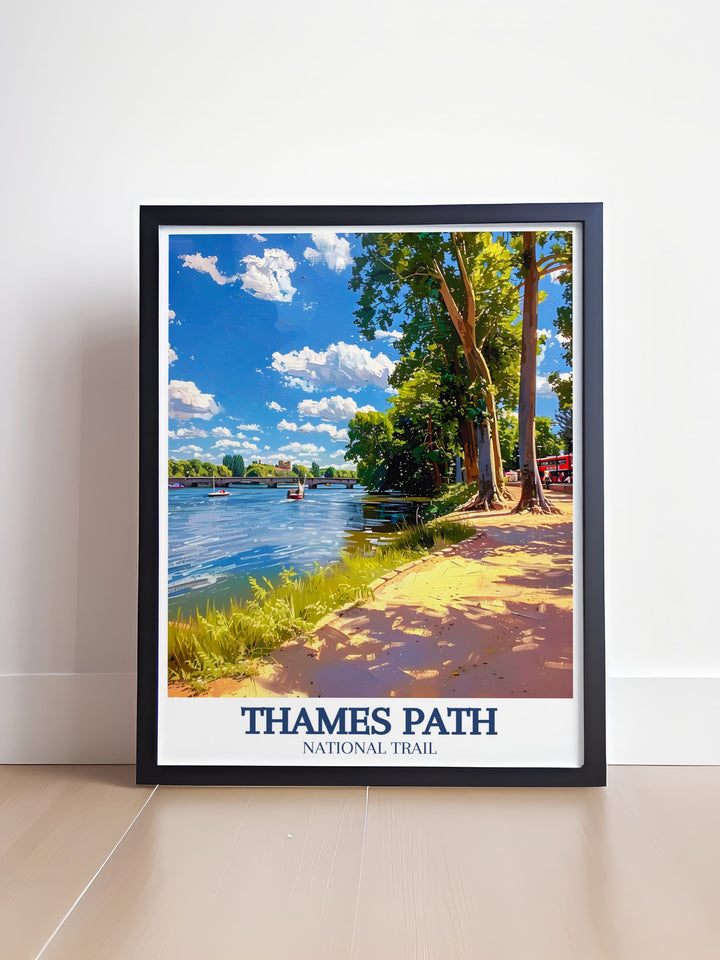Elegant River Thames vintage print featuring the river as it winds through Putney London perfect for those who love Londons history and want to add a classic touch to their home decor