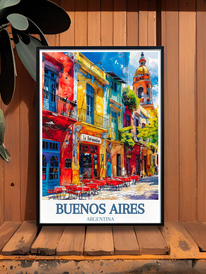 The picturesque scenery of Buenos Aires and the historic allure of Caminito street are featured in this vibrant travel poster, perfect for adding Argentinas unique charm and heritage to your home.