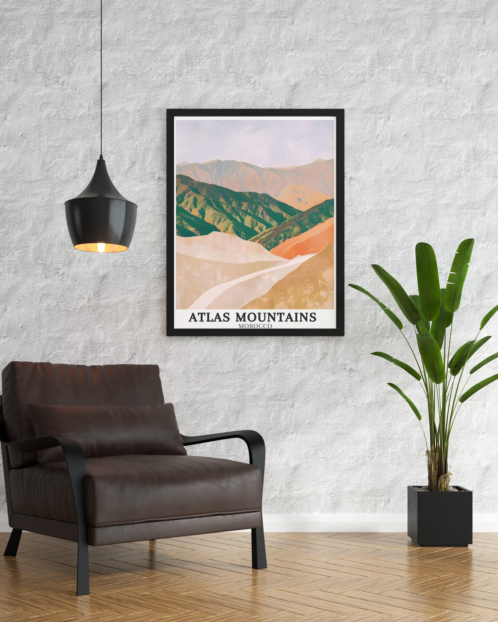 Chefchaouen poster featuring the iconic Blue City Morocco with the stunning Tizi nTichka Pass High Atlas mountains framed prints perfect for creating a living room décor that reflects the beauty and culture of Morocco