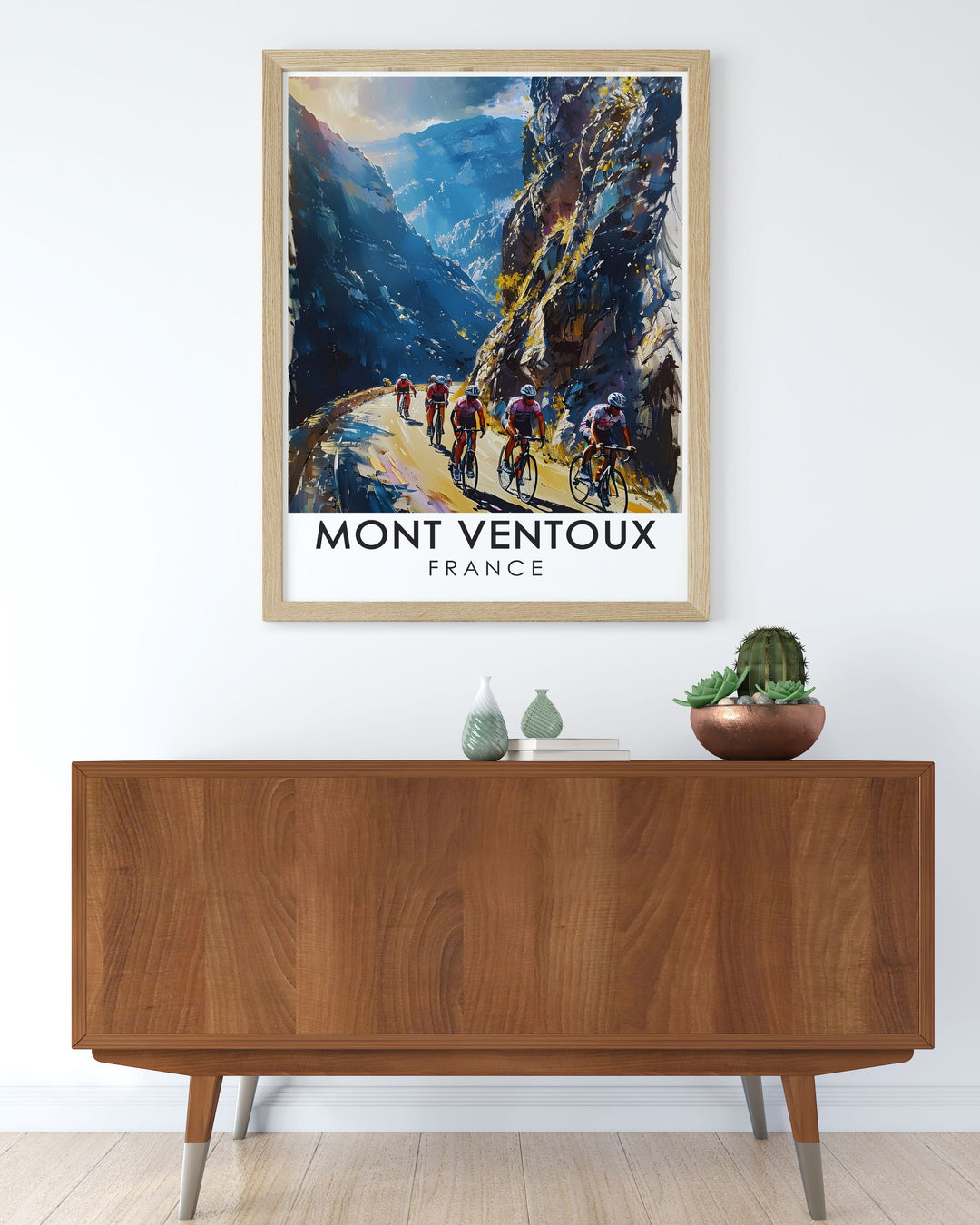 Tour De France print featuring Mont Ventoux and French Alps ideal for road cycling and mountain biking enthusiasts