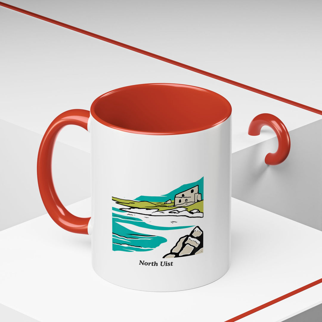 The North Uist Scotland Mug is a beautifully crafted ceramic cup highlighting the serene beauty of North Uist with intricate designs. Dishwasher safe and durable, it is perfect for daily use or as a meaningful keepsake for Scotland fans.