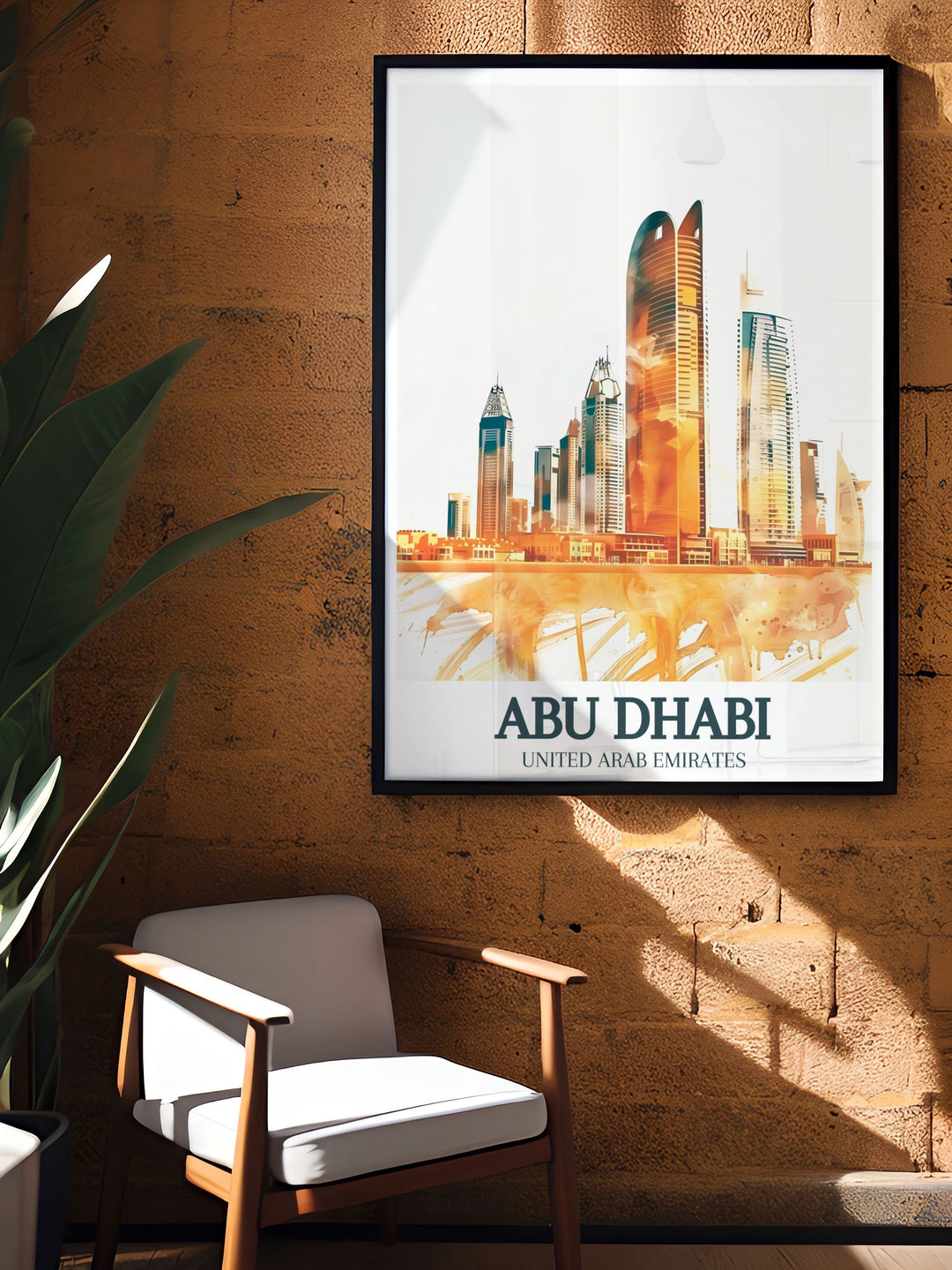 Captivating vintage print featuring the Burj Mohammed Bin Rashid in Abu Dhabi. This Emirates poster celebrates the beauty of the United Emirates and is an ideal gift for travelers and lovers of Middle Eastern culture.