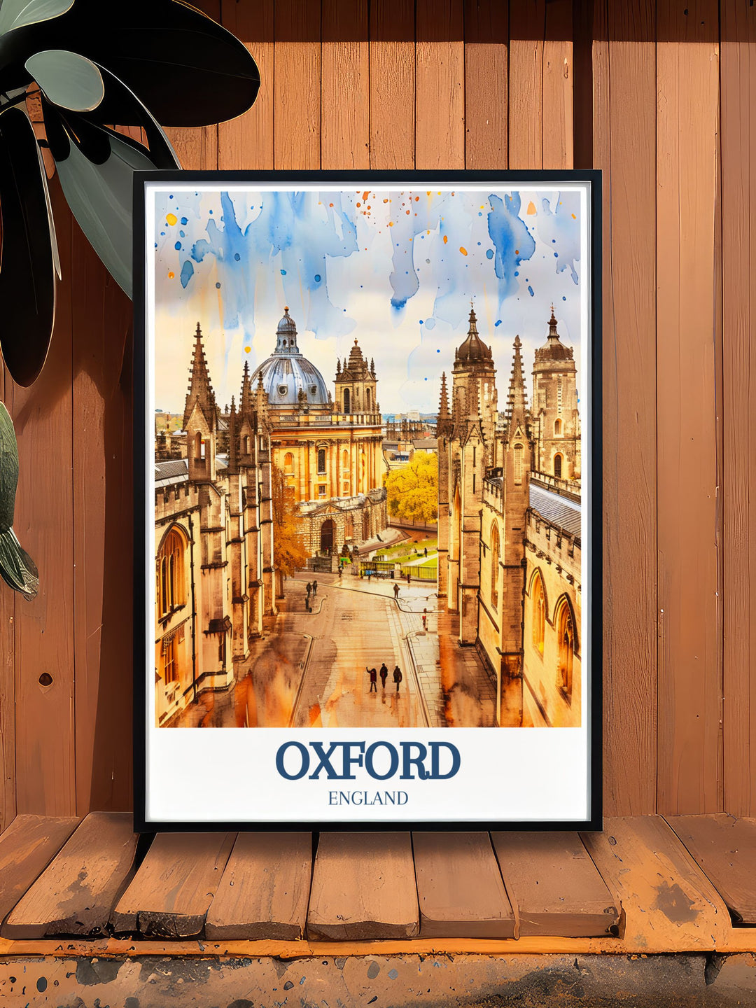 Detailed Oxford wall art print with Radcliffe Camera and University of Oxford perfect for adding British charm to any living room or bedroom decor