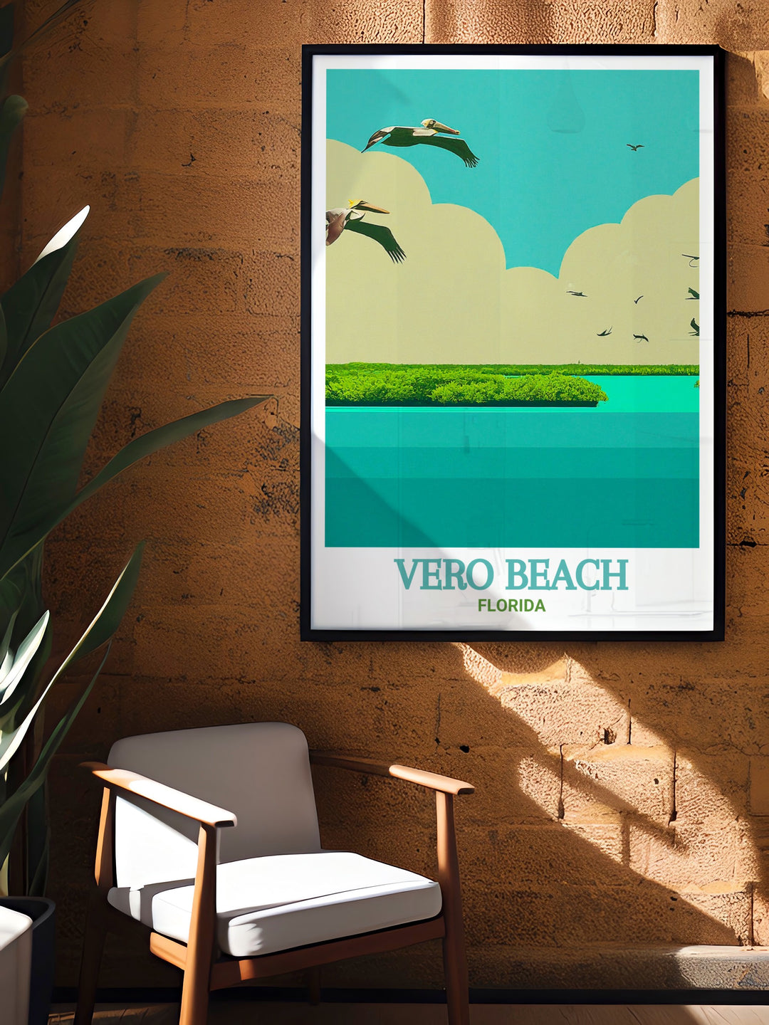 Vero Beach travel print capturing the calm and relaxing atmosphere of one of Floridas most beautiful coastal destinations. This wall art is perfect for those seeking a connection to the ocean and the serenity of Floridas shores.