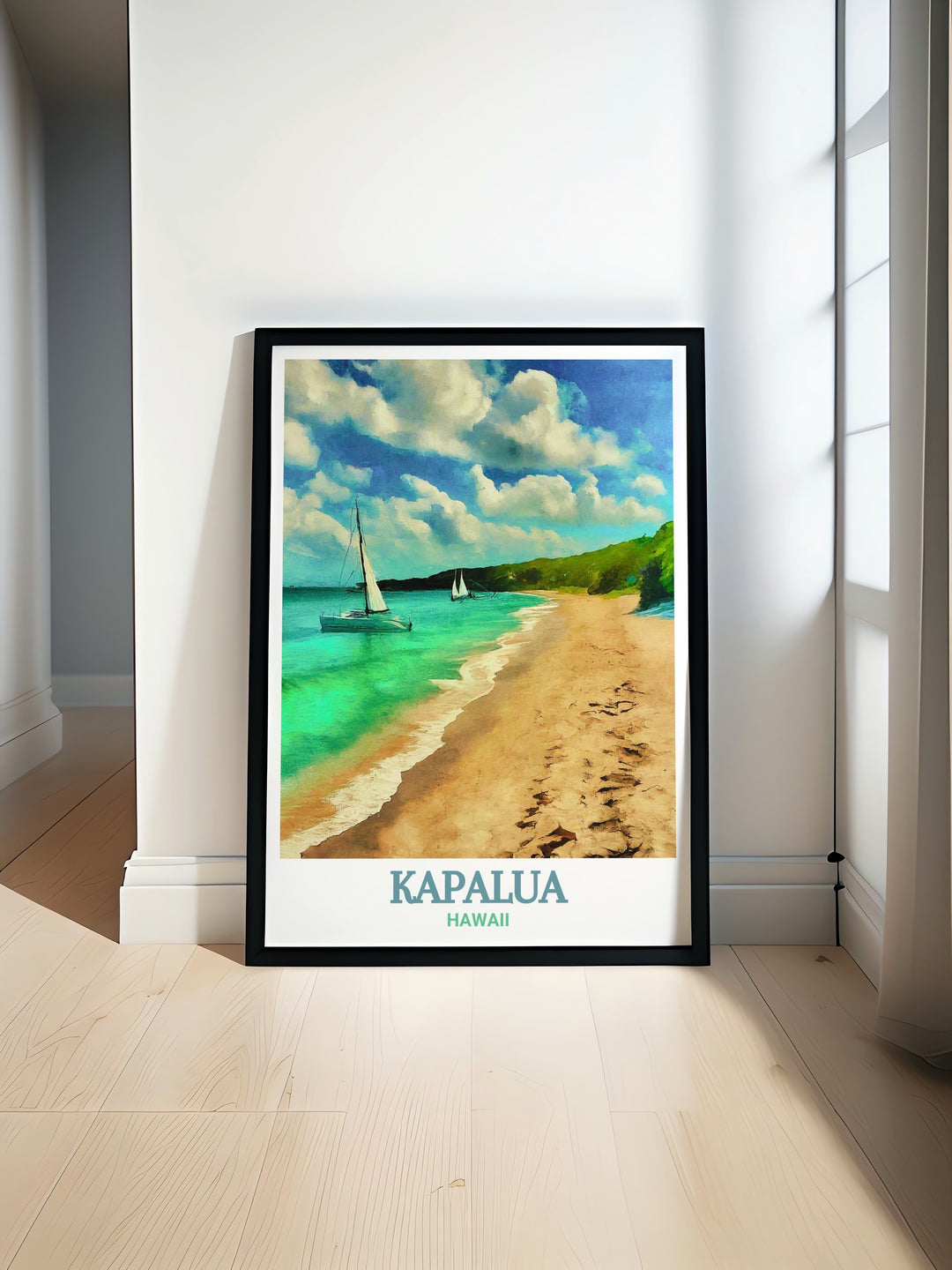 Hawaii poster showcasing the vibrant Kapalua golf course and the serene D.T. Fleming Beach ideal for modern decor and golf enthusiasts features a vintage color palette that adds a timeless appeal to any living room or personal space perfect for personalized gifts and wall art