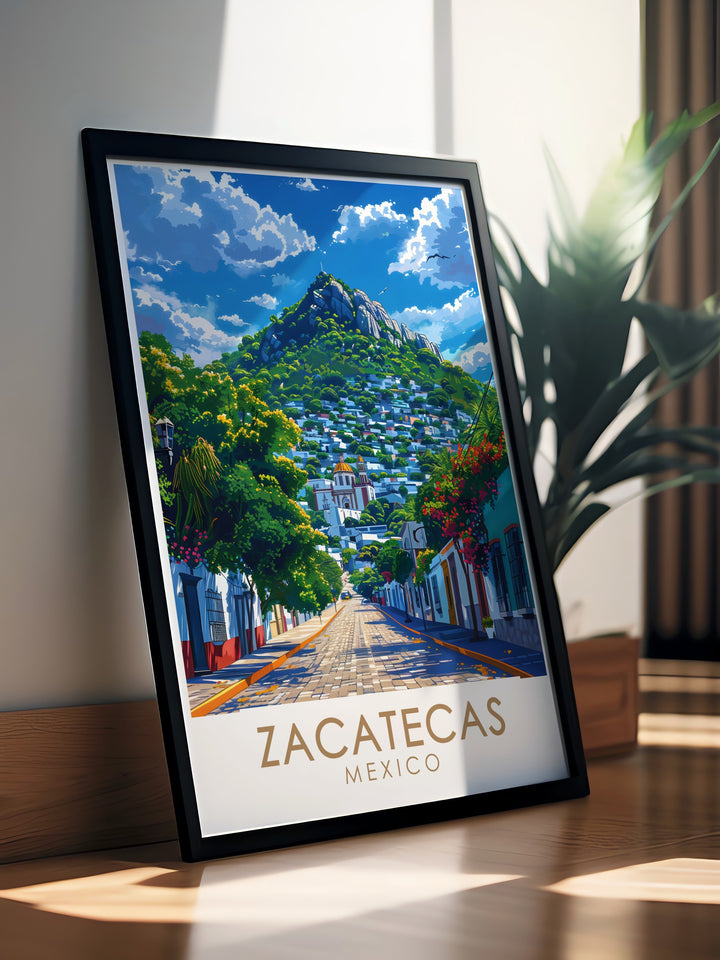 An art print showcasing the breathtaking Cerro de la Bufa, capturing the vibrant landscapes and unique architecture of Zacatecas. This piece serves as a thoughtful gift for those who appreciate culture and history.