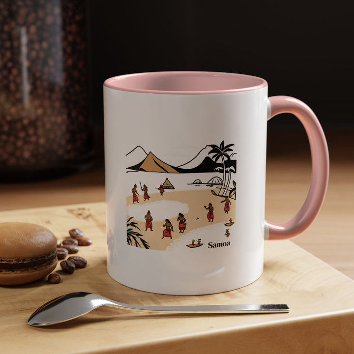 Bring the spirit of Samoa into your home with this elegantly designed mug highlighting Samoas breathtaking scenery and cultural motifs. Dishwasher and microwave safe, it's made from durable ceramic, ideal for coffee or tea lovers who appreciate fine craftsmanship.