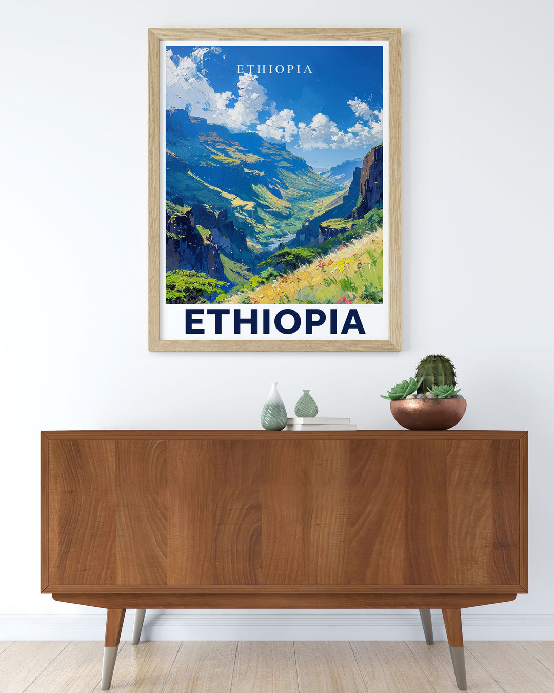 Ethiopia Art Print of the Simien Mountains highlighting the intricate details and vibrant colors of this majestic region a stunning reminder of Ethiopias natural beauty perfect for any room