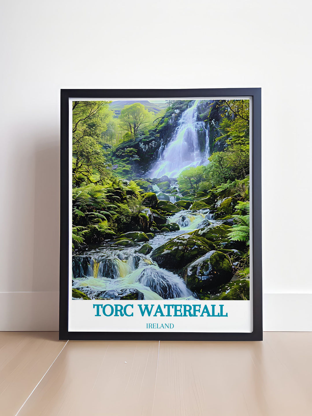 Revel in the stunning vistas and tranquil beauty of Torc Waterfall with this travel poster, ideal for adding a touch of Ireland to your home.