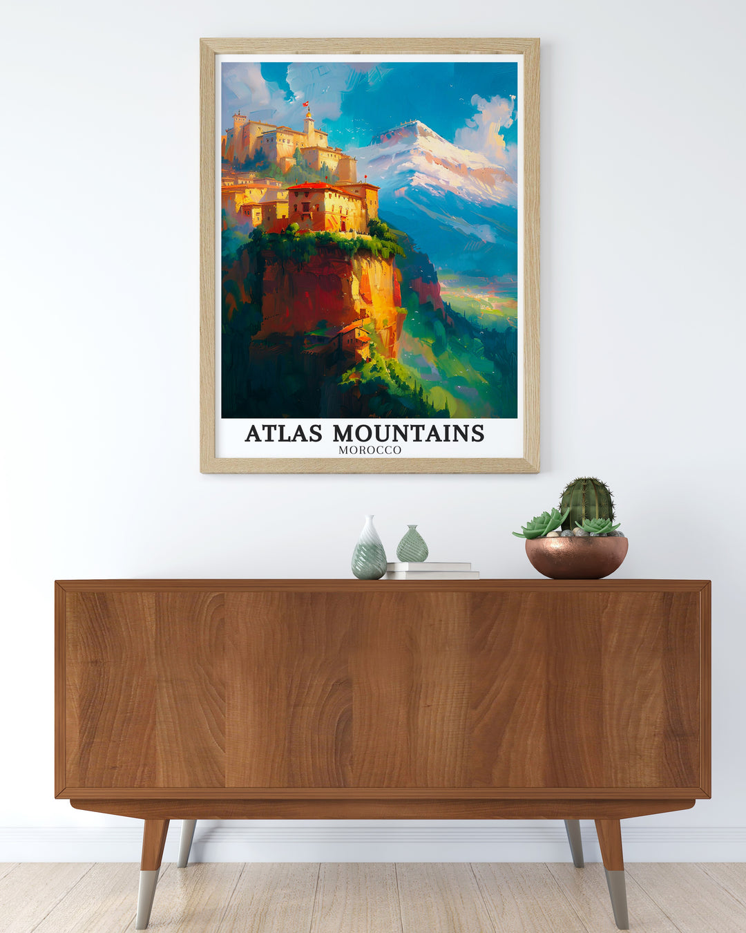 Blue Pearl Morocco art showcasing the vibrant hues of Chefchaouen and the rugged beauty of Mount Toubkal Imlil Valley modern art prints perfect for adding a sophisticated touch to your home decor and celebrating the beauty of Morocco