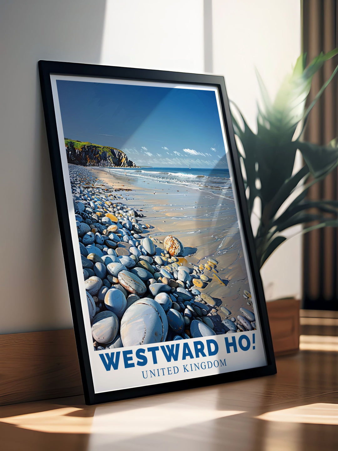 Add a touch of coastal elegance to your home with Pebble Ridge modern prints featuring the serene beauty of Devons pebble ridge perfect wall decor for any space these versatile prints are ideal for travel poster gifts and those who love seaside wall art