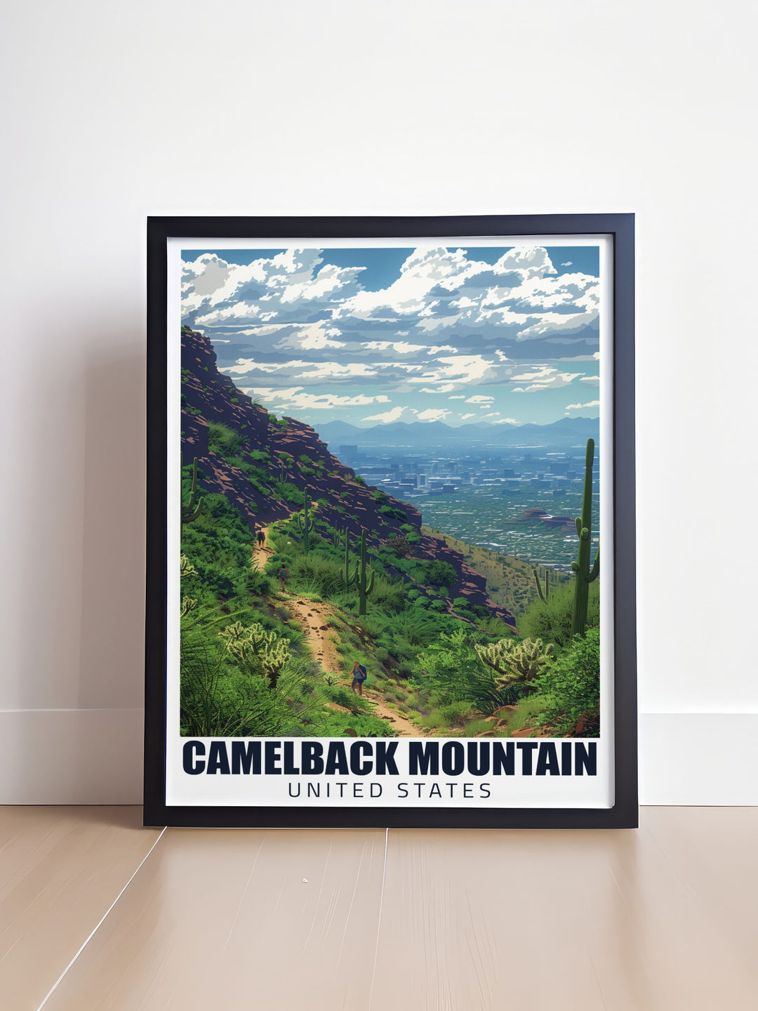 This Cholla Trail home decor piece features a beautifully detailed Arizona travel print perfect for nature lovers. The artwork highlights the scenic views of Mt. Camelback making it an excellent addition to any room or a thoughtful travel gift.