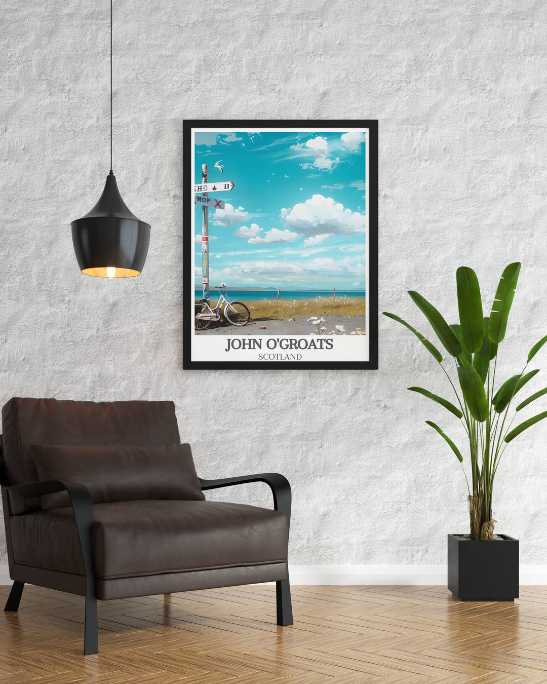 John O Groats Signpost framed print capturing the essence of the epic cycling journey from John O Groats to Lands End. This piece is a must have for any cyclists collection, adding inspiration and motivation to your space.