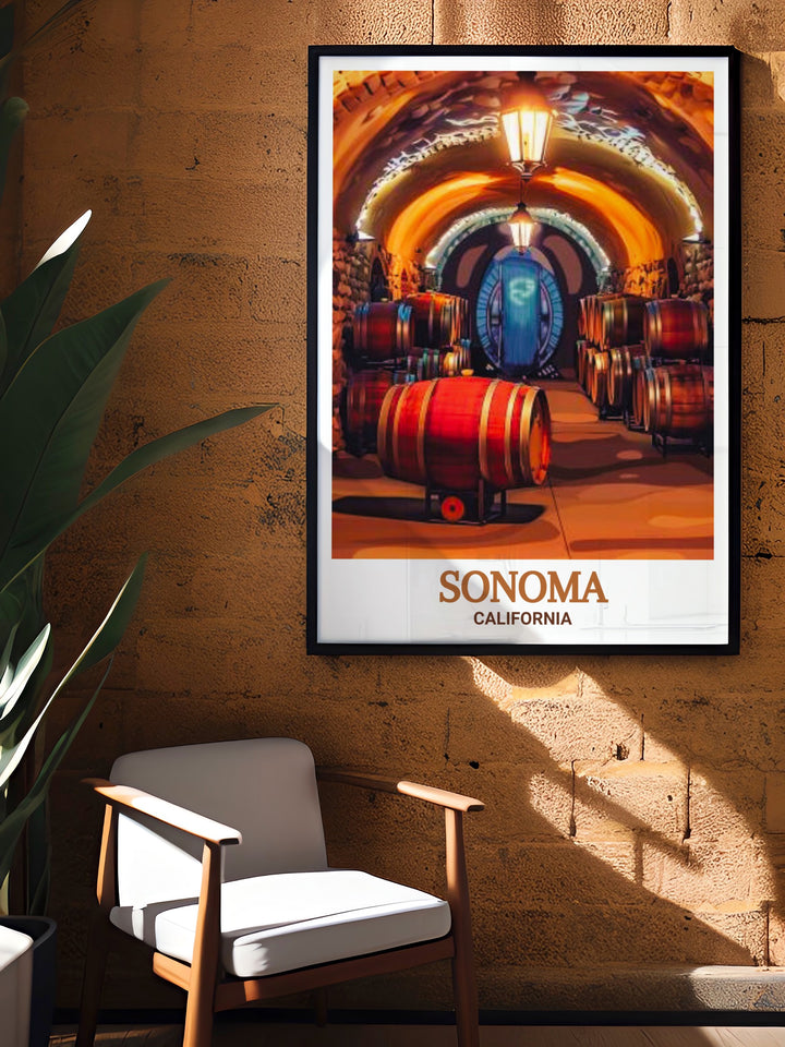 Stunning Sonoma city print with a detailed black and white street map design and Buena Vista Winery art. This modern wall decor is the perfect addition to your home and makes an excellent gift for wine lovers travelers and anyone who loves fine art.