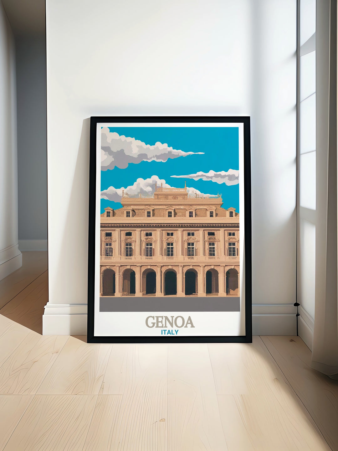 Featuring the iconic Palazzo Ducale, this travel poster showcases Genoas historical significance and beauty. A thoughtful gift for travelers, Italy lovers, or anyone looking to add a cultural touch to their walls.