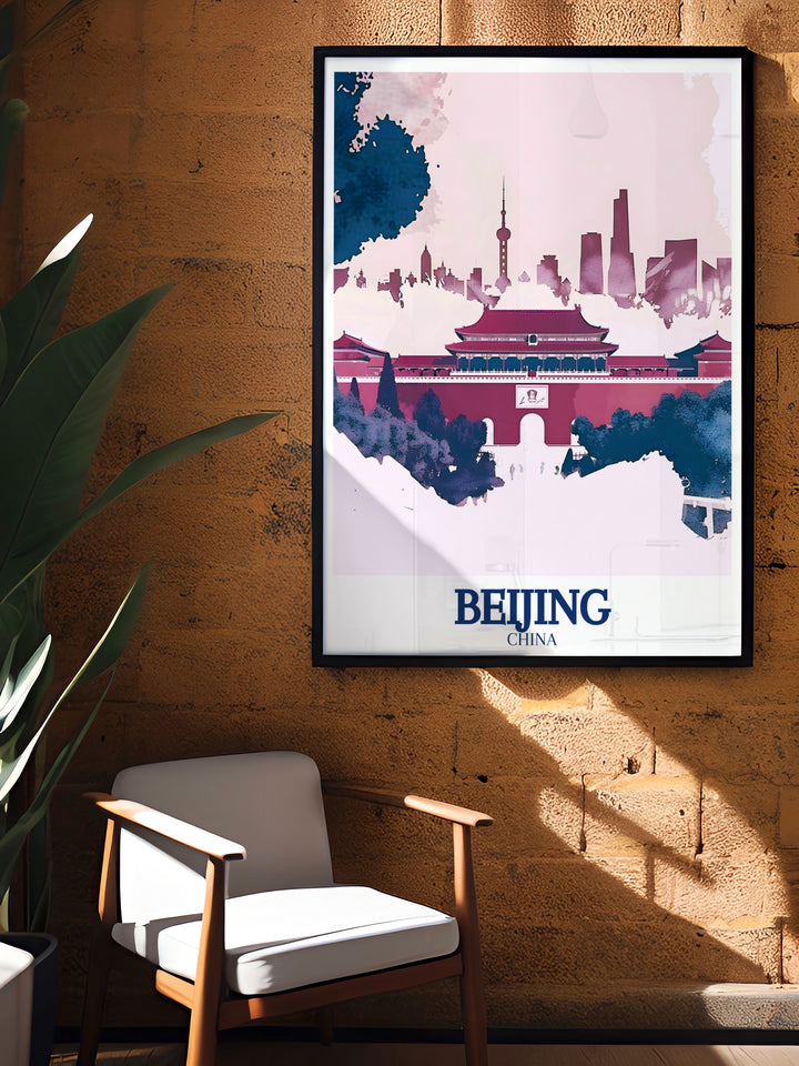 Forbidden City Home Decor featuring the stunning architecture and cultural significance of Beijings Forbidden City. The detailed illustration offers a glimpse into Chinas imperial past, perfect for history enthusiasts and travelers