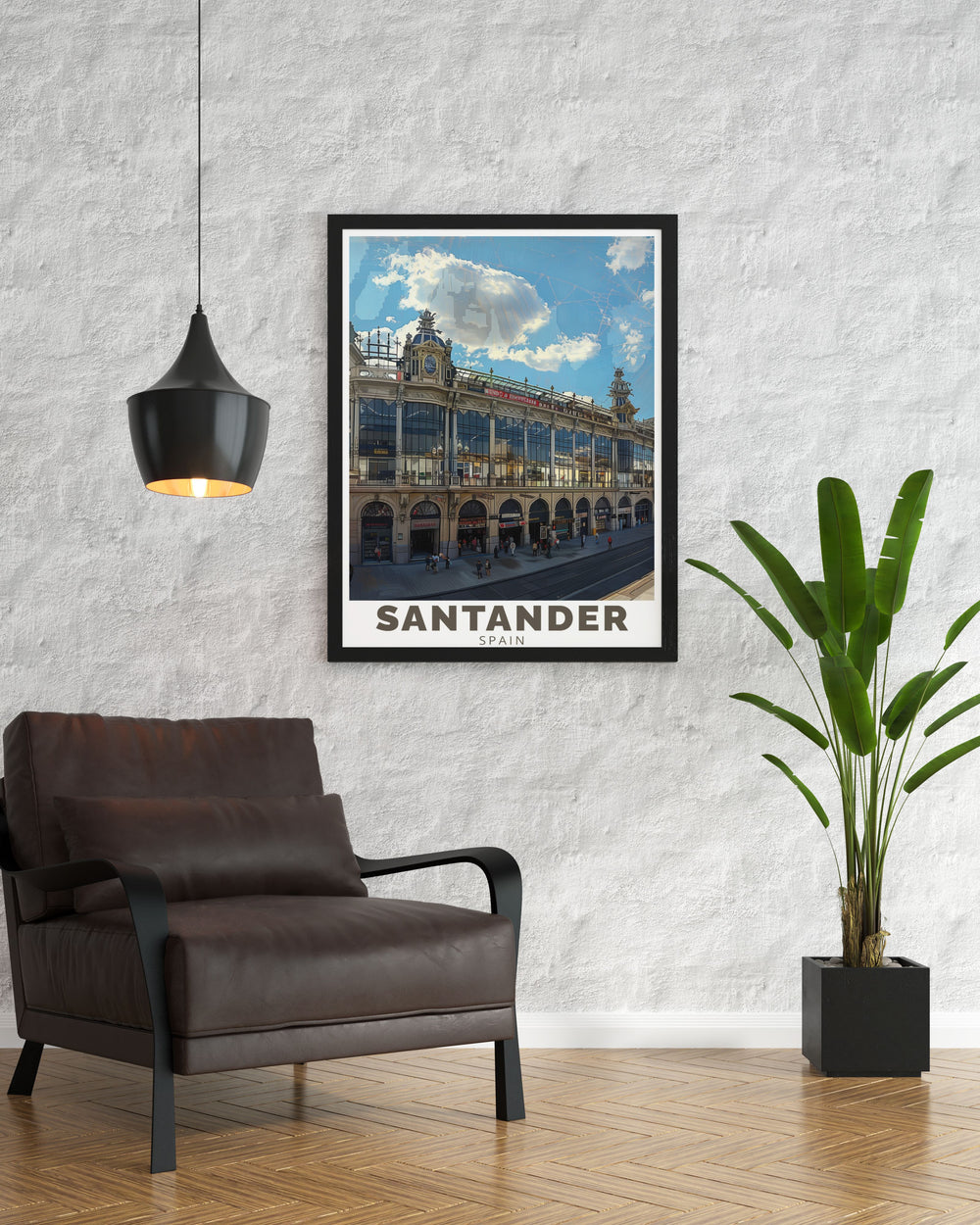 Spain travel print showcasing Santanders Mercado de la Esperanza offers a beautiful blend of history and modern art perfect for adding a touch of Spanish culture and elegance to your living room or as a thoughtful Spain travel gift.