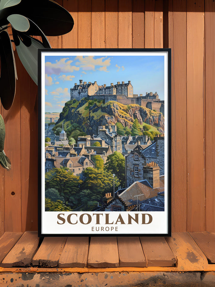 A vibrant Loch Lomond travel poster showcasing the serene waters of Scotlands largest lake, framed by the majestic Highlands. This piece of wall art captures the beauty and tranquility of one of Scotlands most beloved natural wonders.