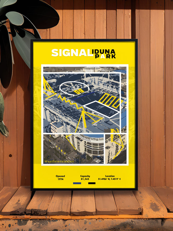 Signal Iduna Park comes to life in this vibrant Dortmund Art piece highlighting the talents of Marco Reus Julian Brandt and Karim Adeyemi an excellent addition to any football fans collection