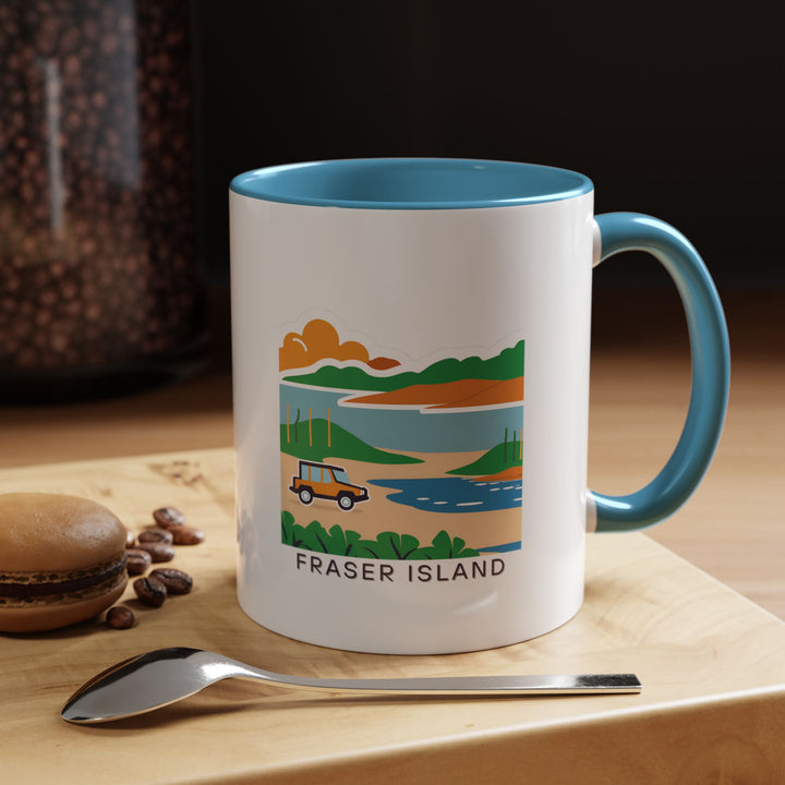 This Fraser Island mug showcases vibrant artwork inspired by the island’s lush landscapes and unique wildlife. Dishwasher-safe and crafted from durable ceramic, it is ideal for coffee or tea lovers and makes a meaningful gift for fans of Fraser Island.