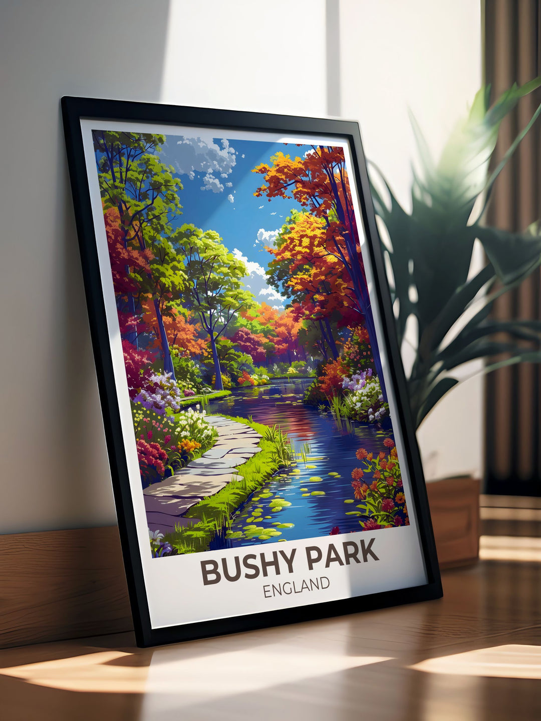 Richmond Park Print capturing the tranquil beauty of South West London featuring Richmond Park Deer and the peaceful Woodland Gardens.