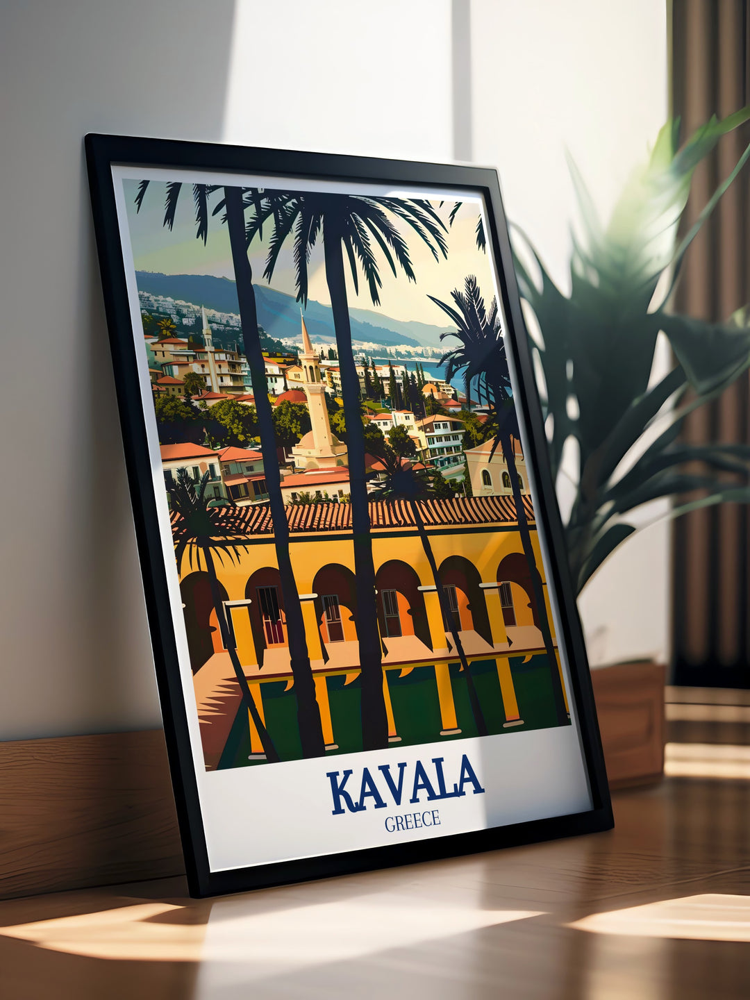 Kavala Old Town Vintage Poster reflecting the timeless beauty and historical significance of Kavalas Old Town, making it a wonderful gift for history buffs and lovers of Greek culture.