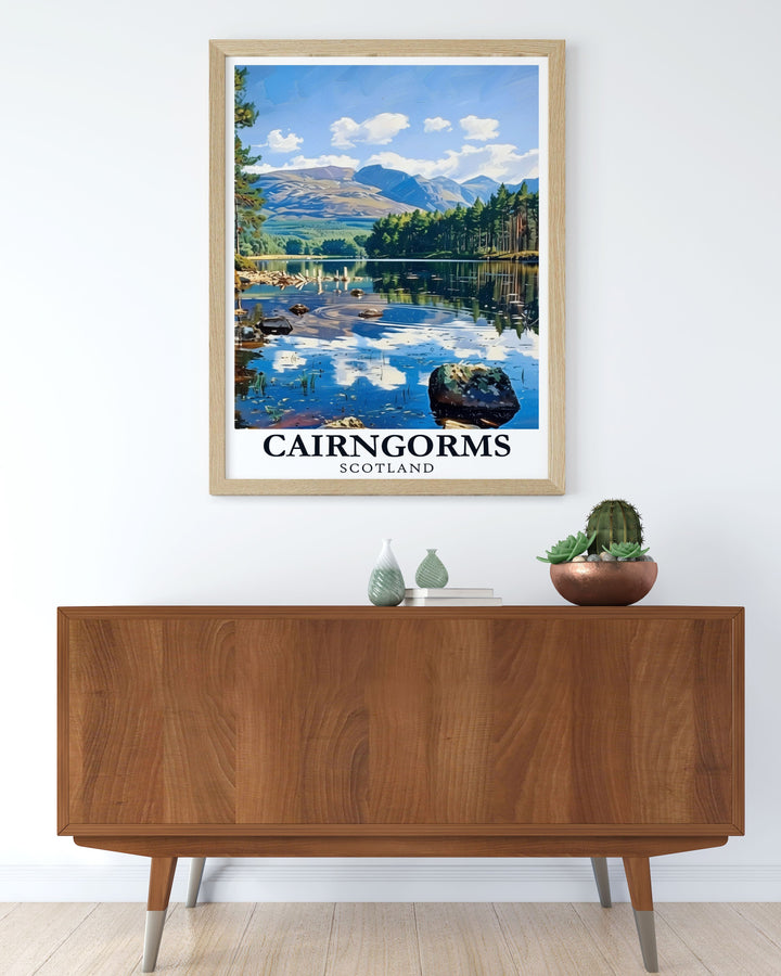 Beautiful Loch Morlich wall art designed to bring the timeless appeal of Scotlands iconic landscapes into your home with intricate designs that reflect the natural beauty of the highlands