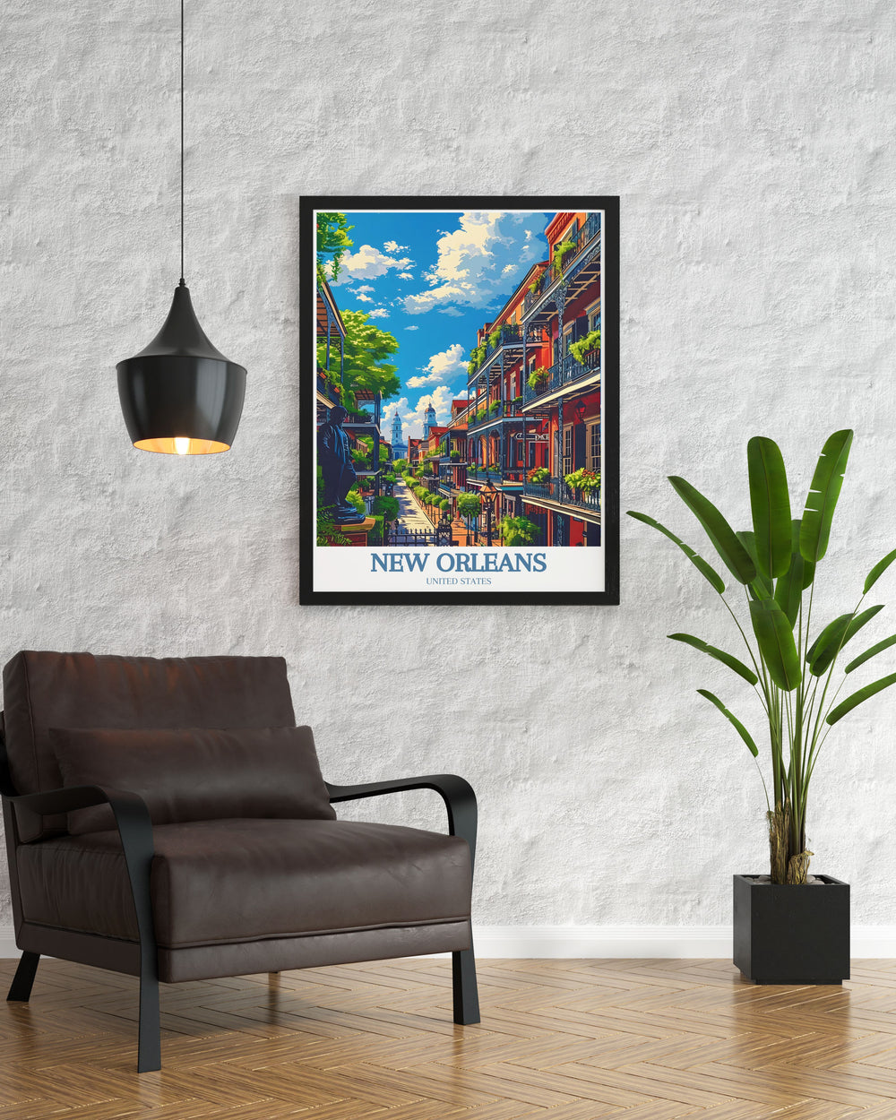 Charming New Orleans prints showcasing Jackson Square and Bourbon Street capturing the dynamic spirit of Louisianas iconic locations