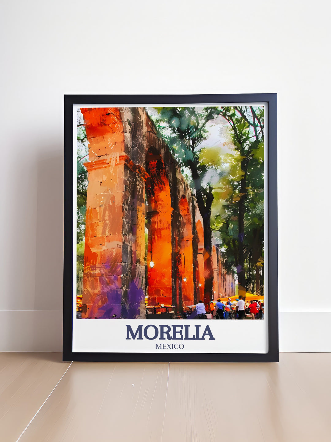 Our Morelia Aqueduct canvas art showcases the grand arches of this historic structure, set against the backdrop of Avenida Acueductos lush greenery. This vibrant print is perfect for anyone who appreciates Mexican architecture and culture.