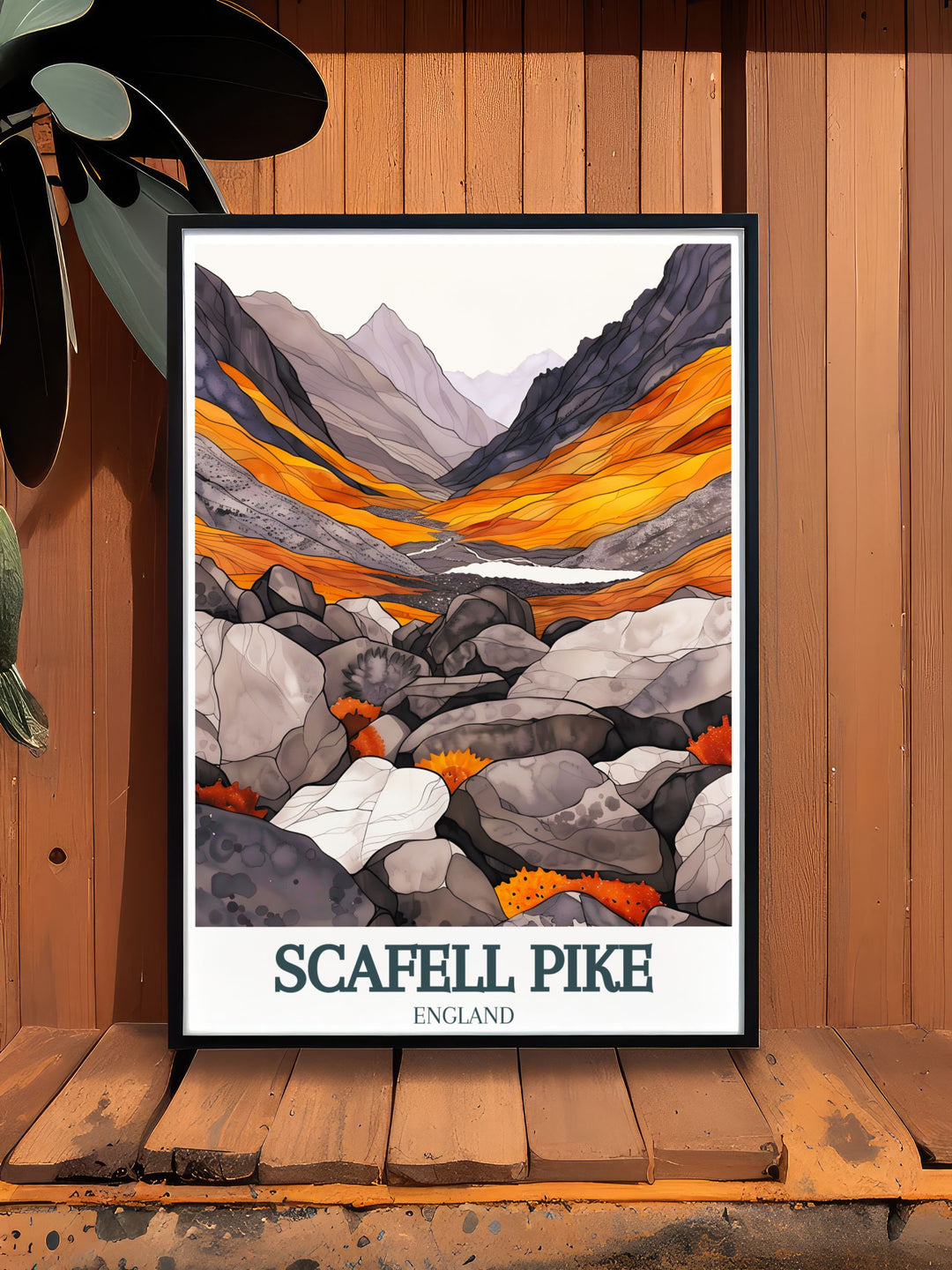 Lake District National Park Scafell Pike travel print ideal for bringing nature into your home with this beautiful poster that celebrates Englands highest peak perfect for adding a touch of adventure to any room while honoring the Lake Districts timeless beauty.