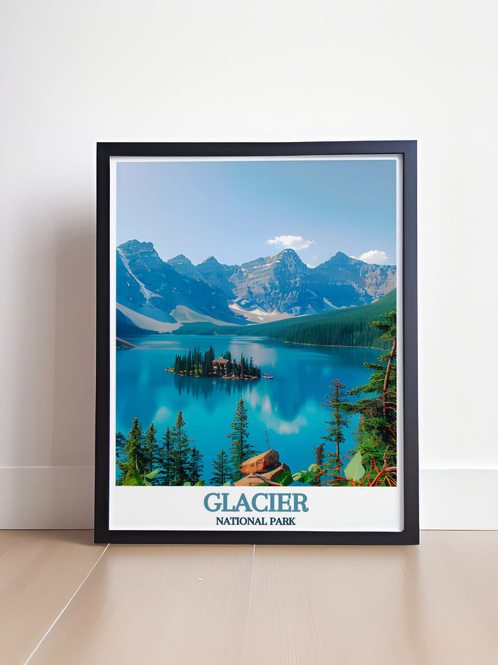 This Glacier National Park Poster Print highlights the peaceful beauty of St. Mary Lake, with stunning mountain views and clear waters. Ideal for nature lovers and those who cherish Glacier Bay, this artwork brings a slice of the national park into your home.