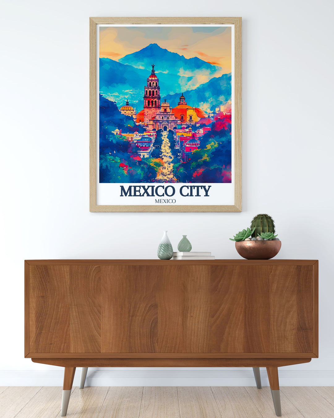 Mexico City decor featuring Metropolitan cathedral Zocalo Chapultepec castle. This vintage print adds a touch of elegance and historical charm to any room making it a standout piece in any collection of Mexico artwork.