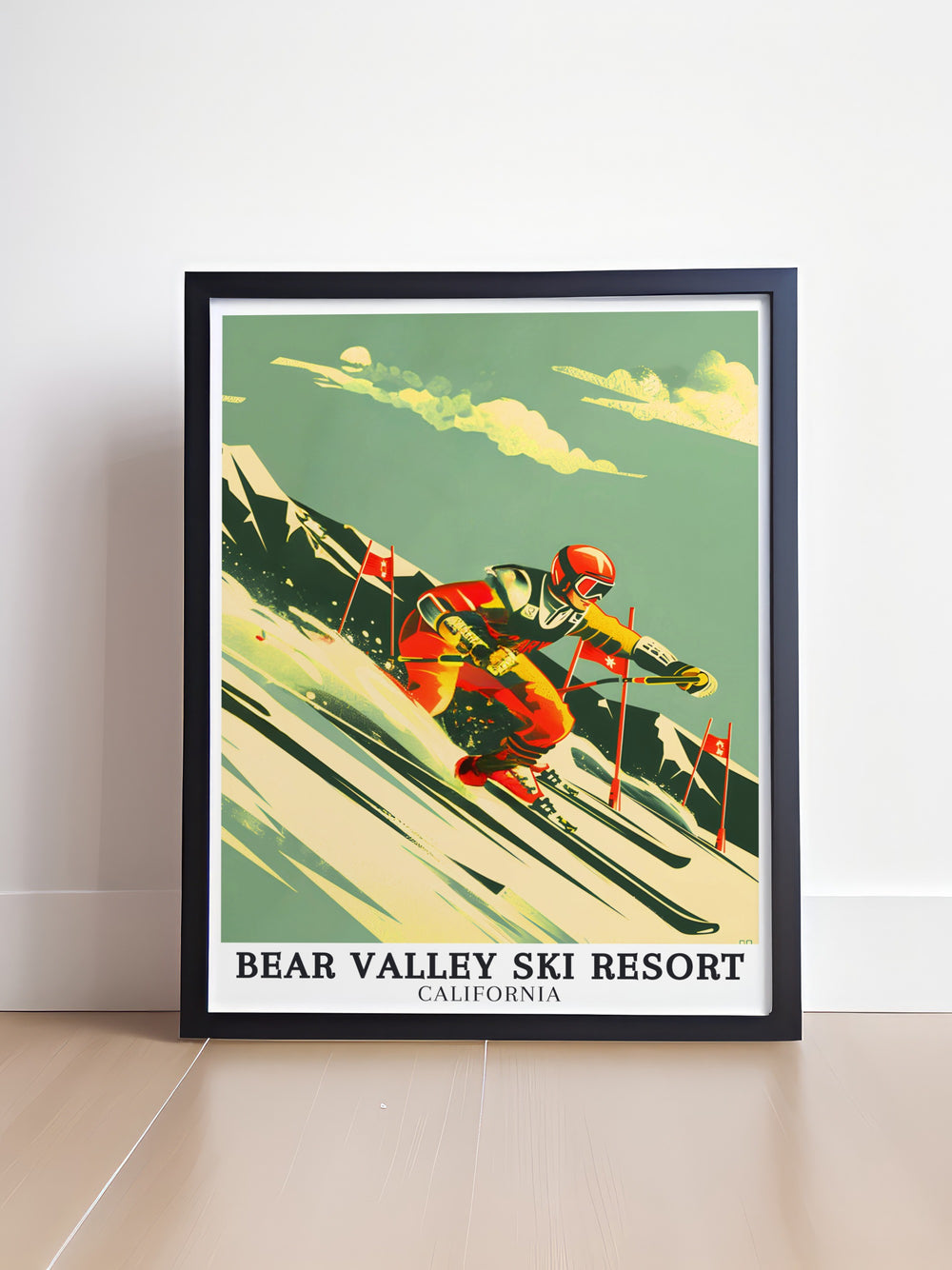 A stunning art print featuring Blue Run, NASTAR course this vintage travel poster brings the energy of Bear Valley Ski Resort into your home. Ideal for ski enthusiasts this artwork adds a touch of adventure and elegance to any room.